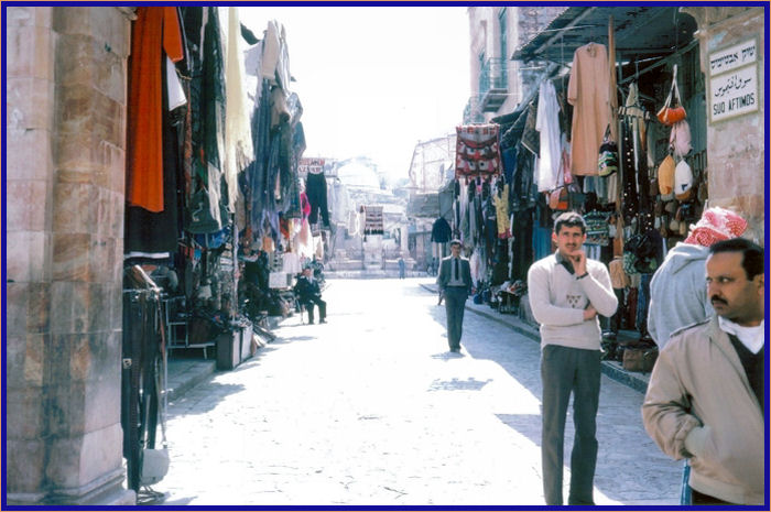 Walking through Arab market on Suq (souk) Aftimos Street to the Damascus Gate